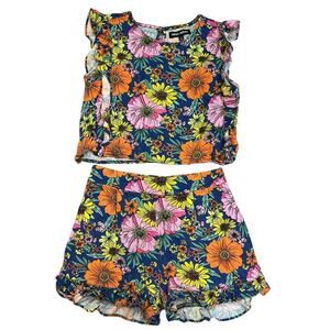 NEON REBELS Girls Flower Tank and Short Set 7y